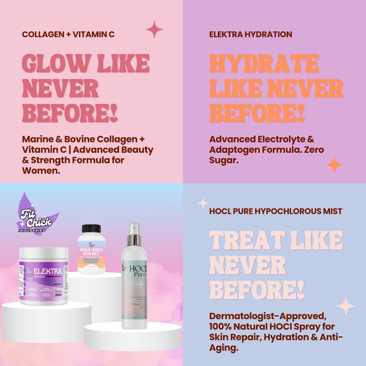 1x HOCL+ Collagen Boost+ Elektra Grape